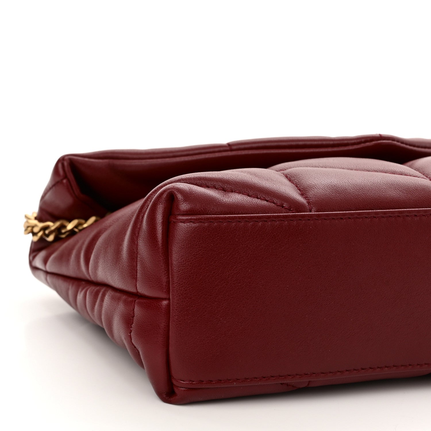 Saint Laurent Lambskin Quilted Mini Loulou Puffer Monogram Chain Satchel Red 10 of 11