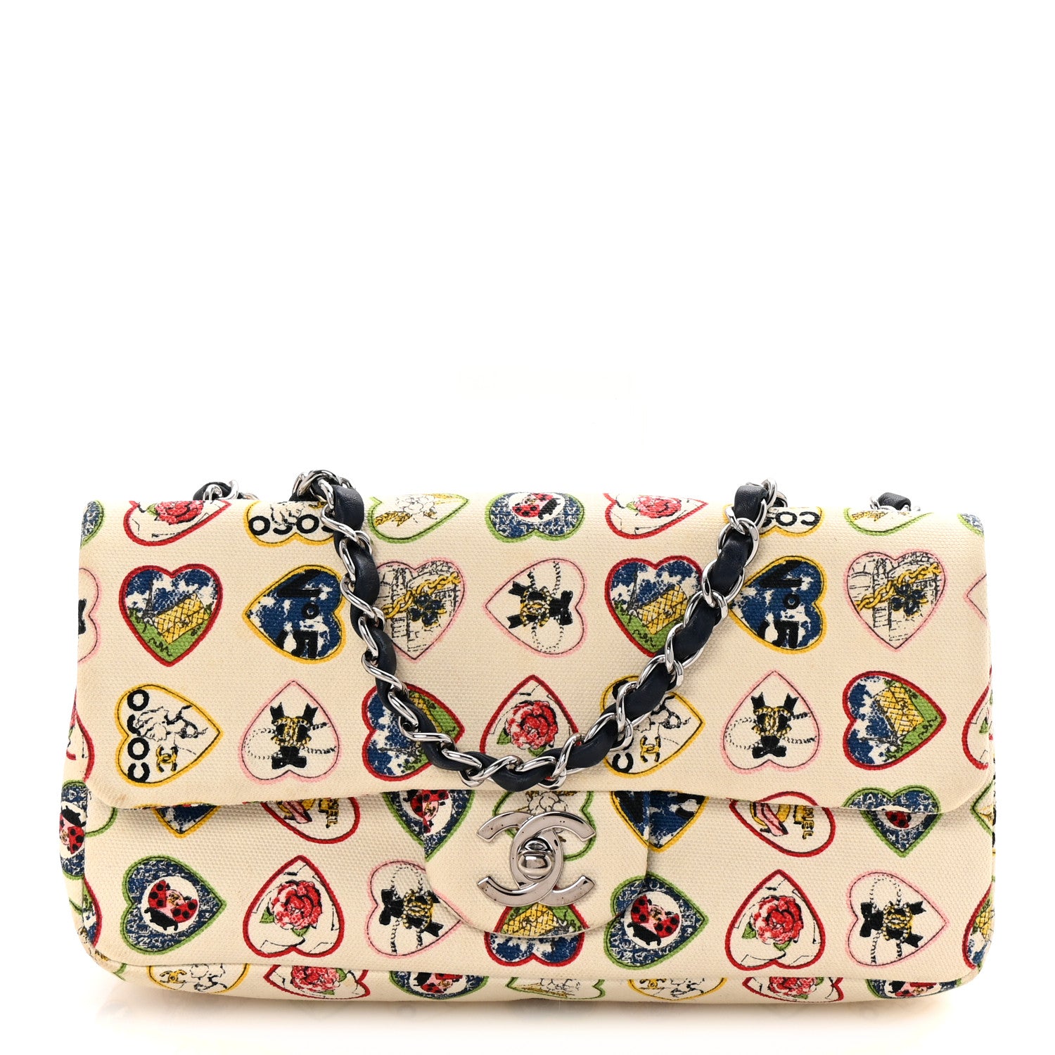 Chanel Canvas Coco Hearts Small Flap Bag White 1 of 10