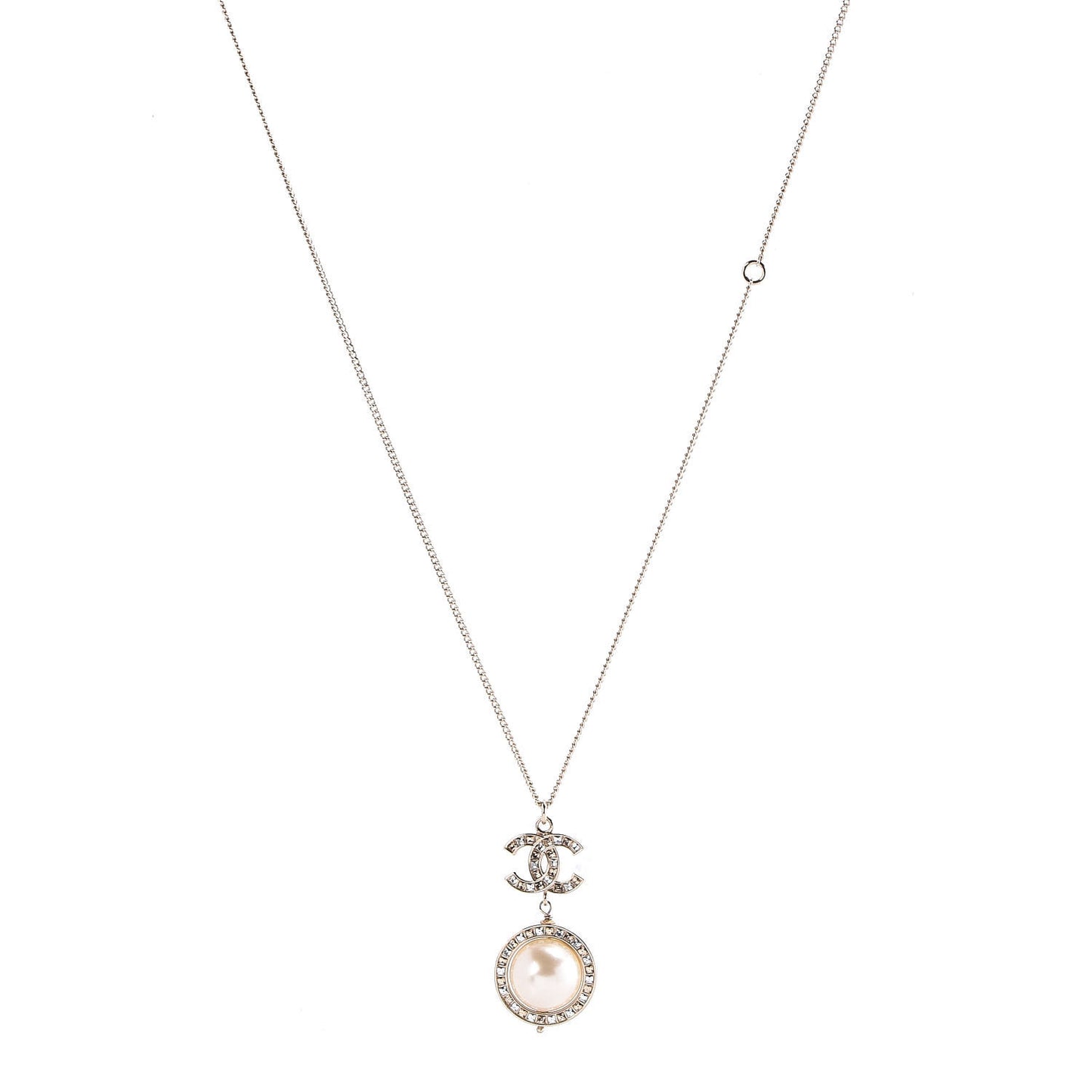 Crystal CC Pearl Drop Necklace Gold