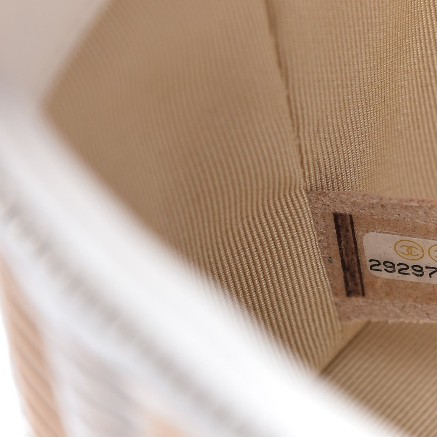 Calfskin Raffia Small Vanity Case Bag White Beige