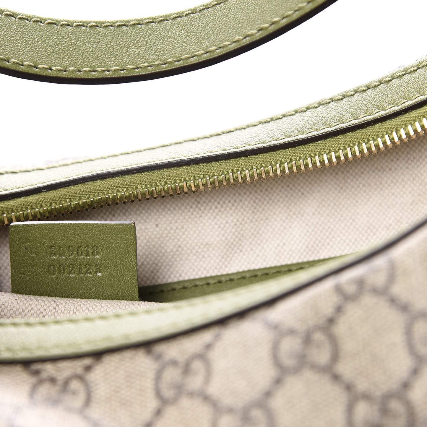 GG Supreme Monogram Margaux Calfskin Medium Nice Hobo Beige Ebony Green