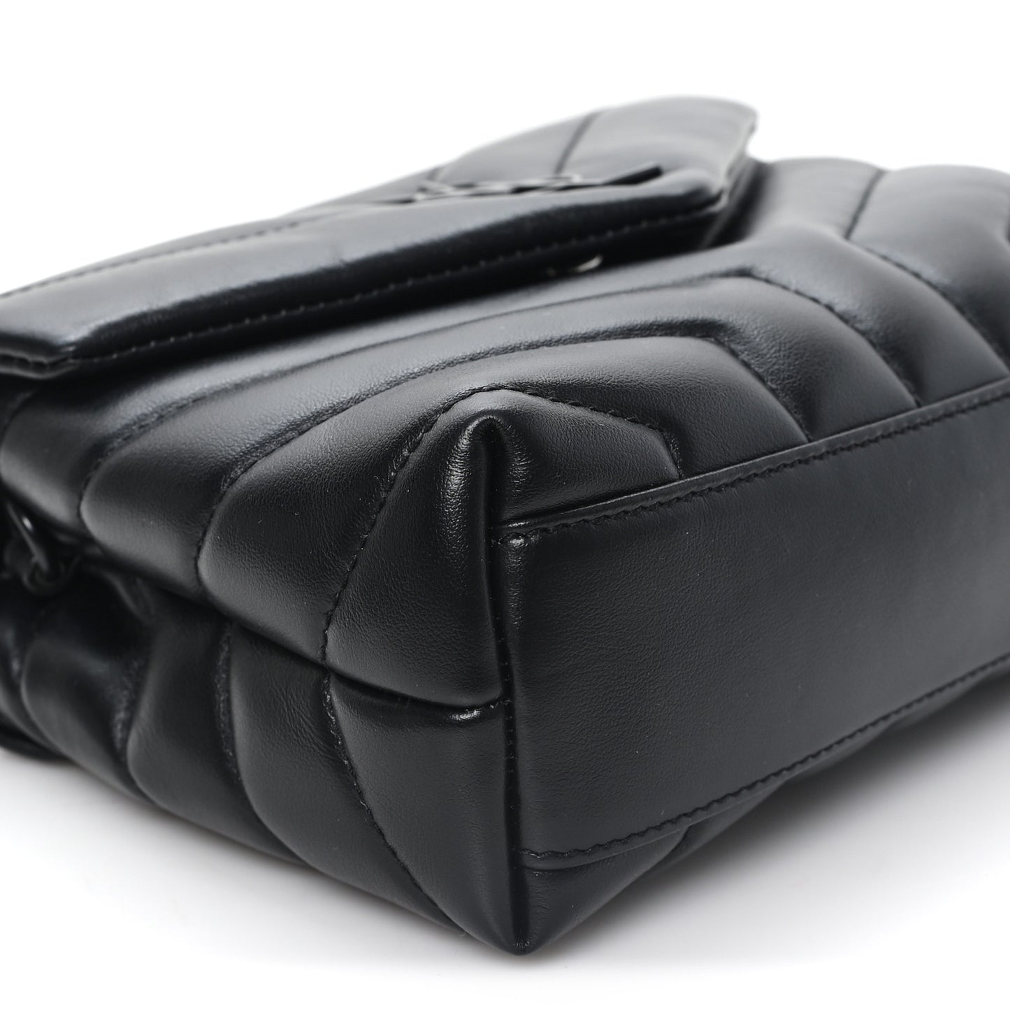 Calfskin Y Quilted Monogram Monochrome Toy Loulou Crossbody Bag Black Black