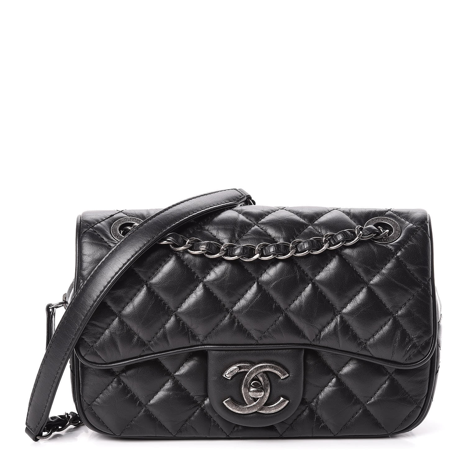 Chanel Aged Calfskin Quilted Small Easy Flap Black 1 of 10