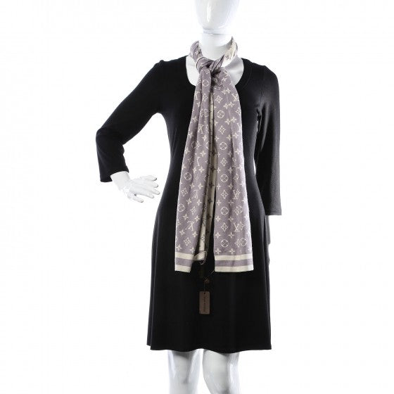 Louis Vuitton Cashmere Silk Monogram Scarf Lilac 2 of 4