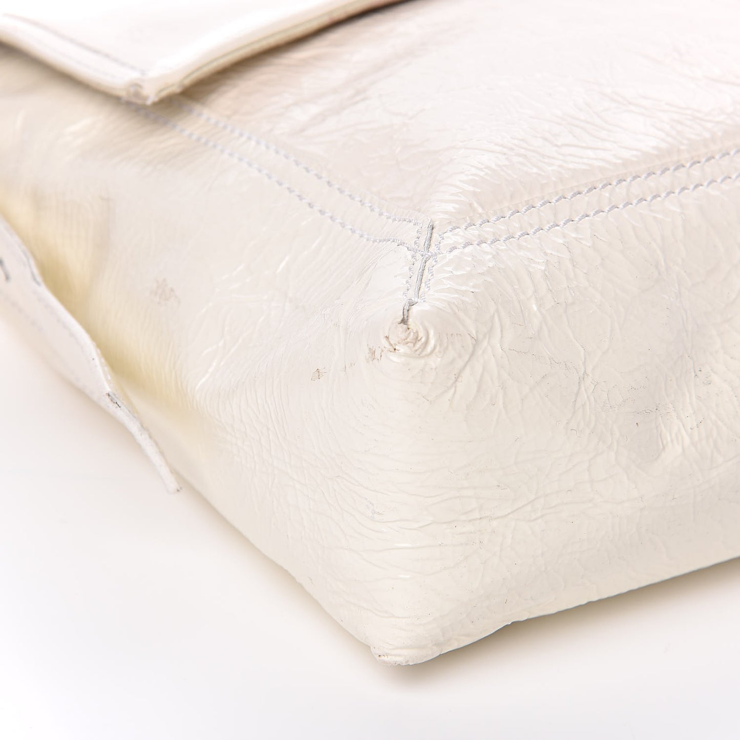 Vitello Naplak Large Convertible Baguette White