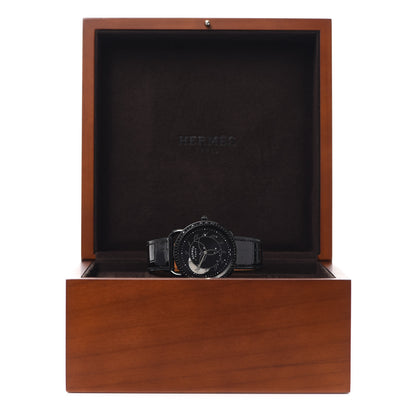Hermes PVD Stainless Steel Alligator Black Diamond 36mm Arceau Ronde Des Heures Quartz Watch Noir 5 of 5