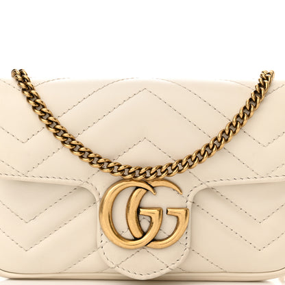 Gucci Calfskin Matelasse Super Mini GG Marmont Shoulder Bag White 8 of 16