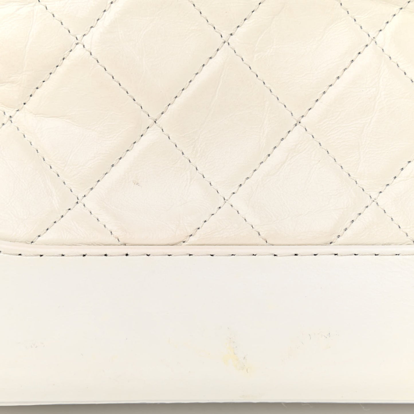 Aged Calfskin Quilted Small Gabrielle Hobo White