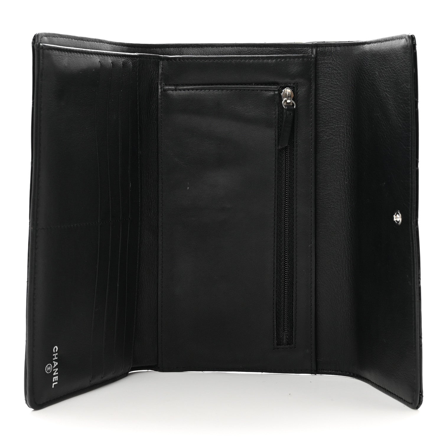 Chanel Patent Quilted Large Flap Wallet Black 5 of 9
