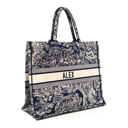 Christian Dior Canvas Embroidered Large Dioriviera Toile De Jouy Reverse Book Tote Blue 3 of 11