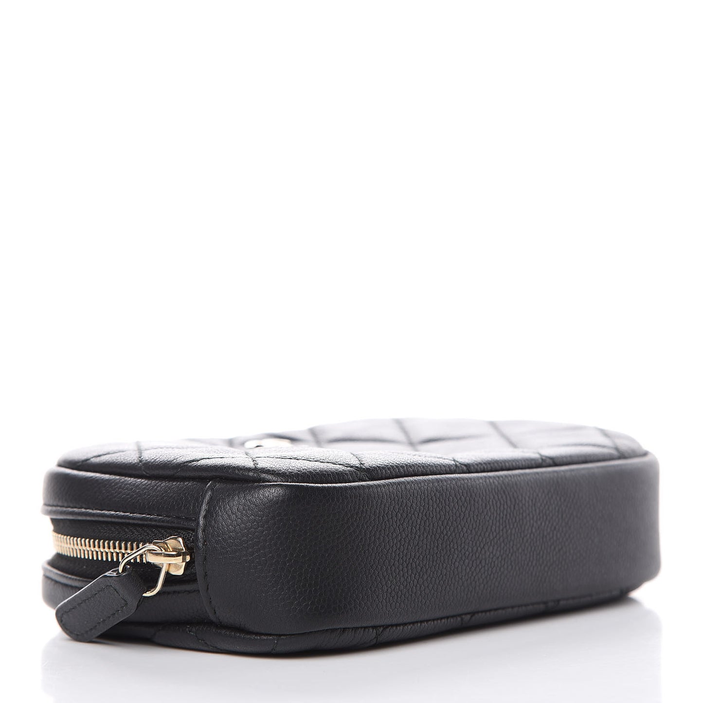 Caviar Quilted Small Curvy Pouch Cosmetic Case Black