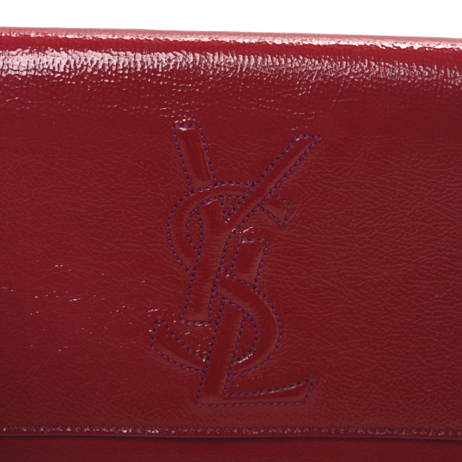 Saint Laurent Textured Patent Monogram Large Belle De Jour Clutch Red Red 8 of 9
