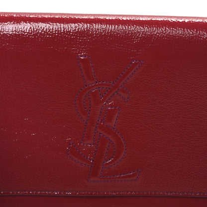 Saint Laurent Textured Patent Monogram Large Belle De Jour Clutch Red Red 8 of 9