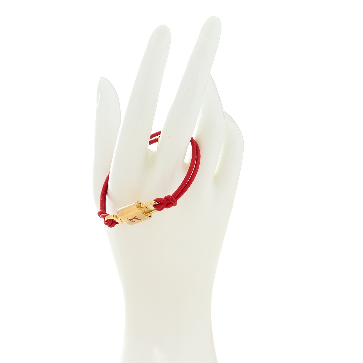 Calfskin LV Padlock Bracelet Red