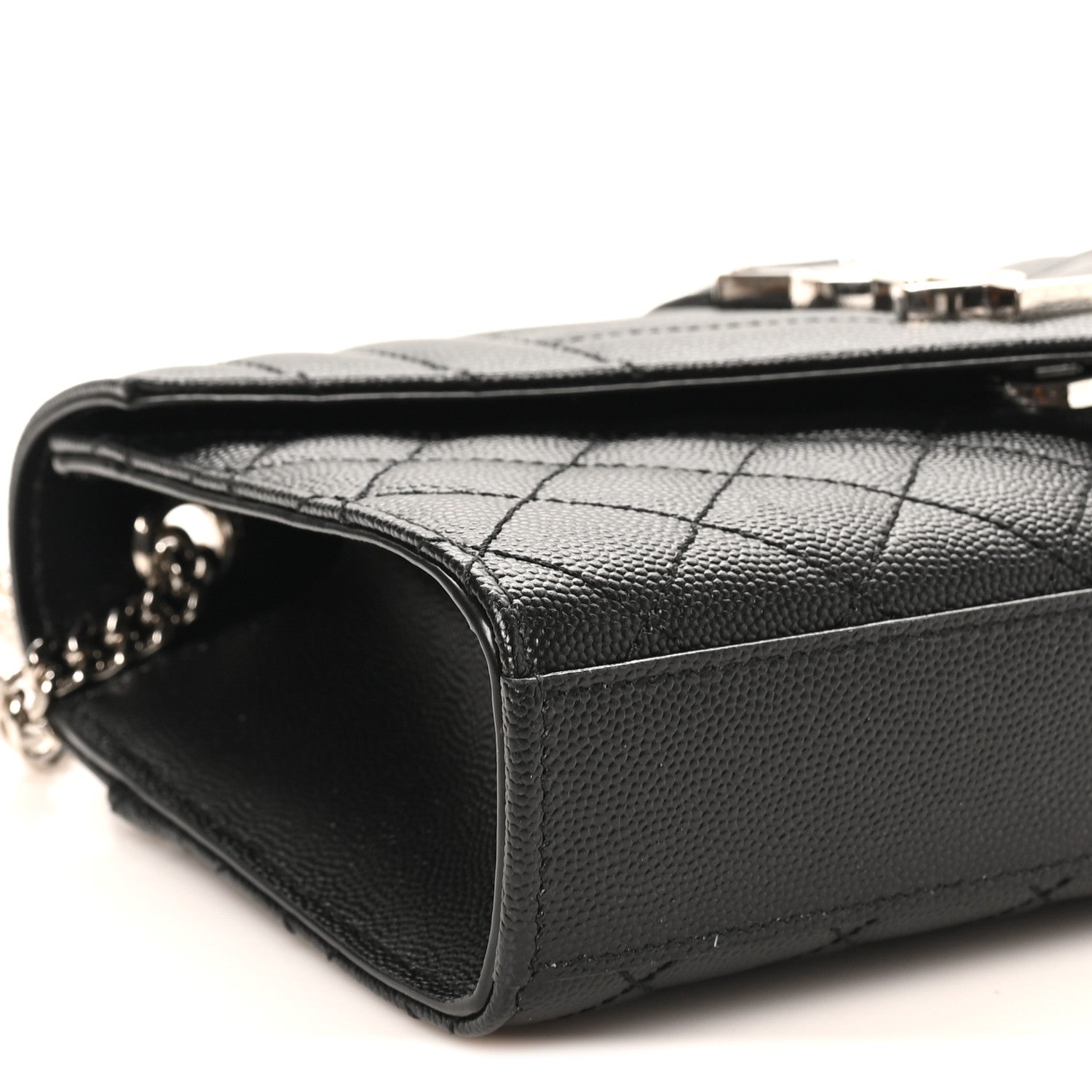 Saint Laurent Grain De Poudre Textured Mixed Matelasse Triquilt Small Monogram Satchel Black 7 of 8