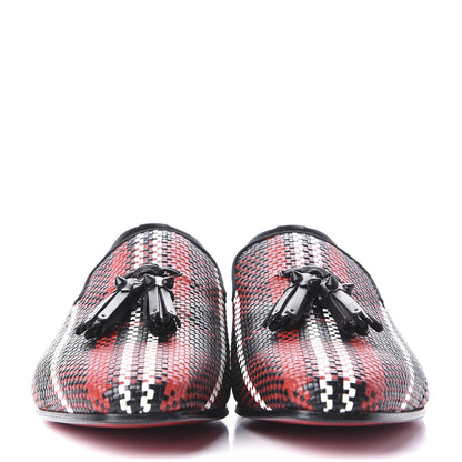 Christian Louboutin Calfskin Tresse Taty Mens Dada Flat Loafers 41.5 Rouge Black 2 of 8