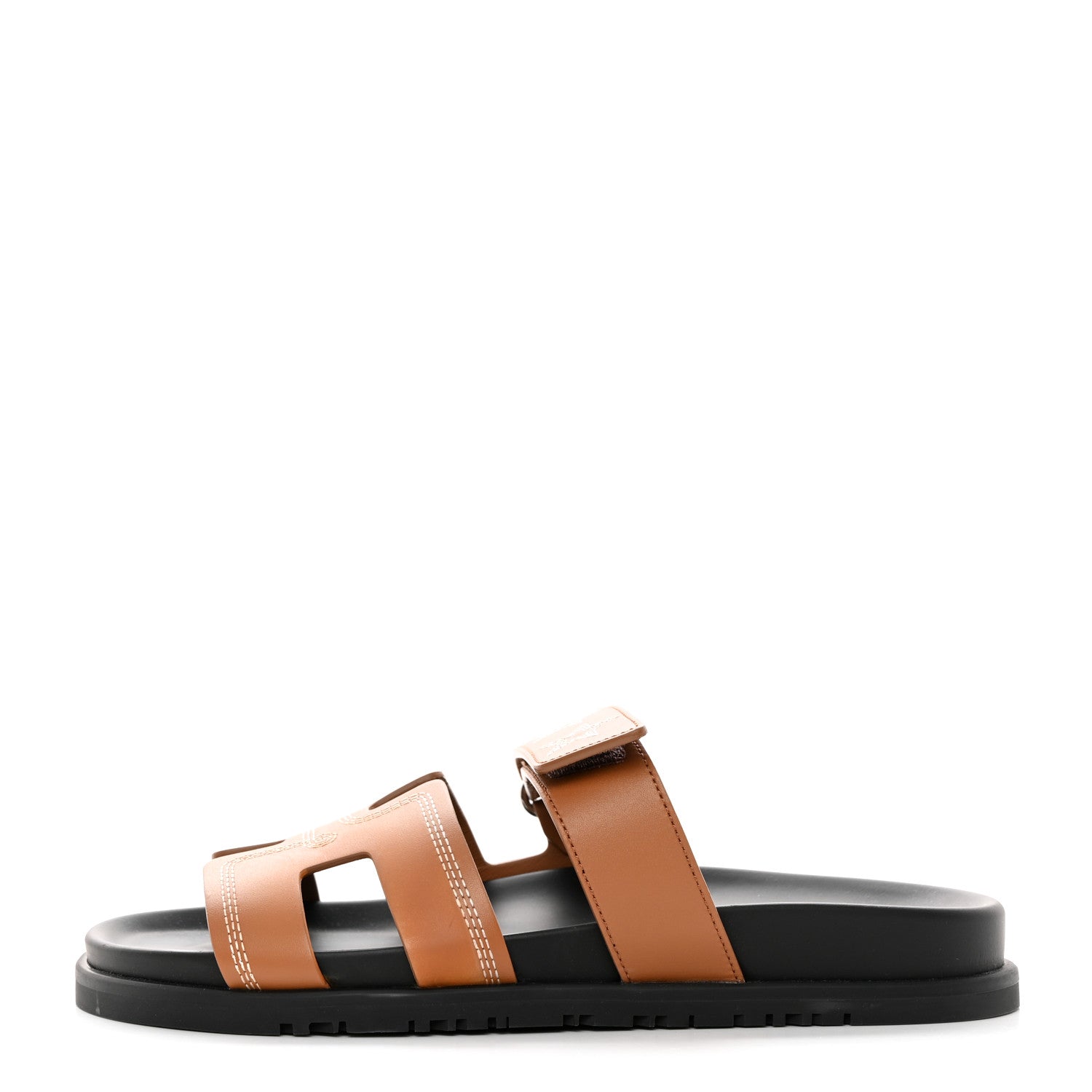 Hermes Calfskin Embroidered Womens Chypre Sandals 38 Natural 1 of 16