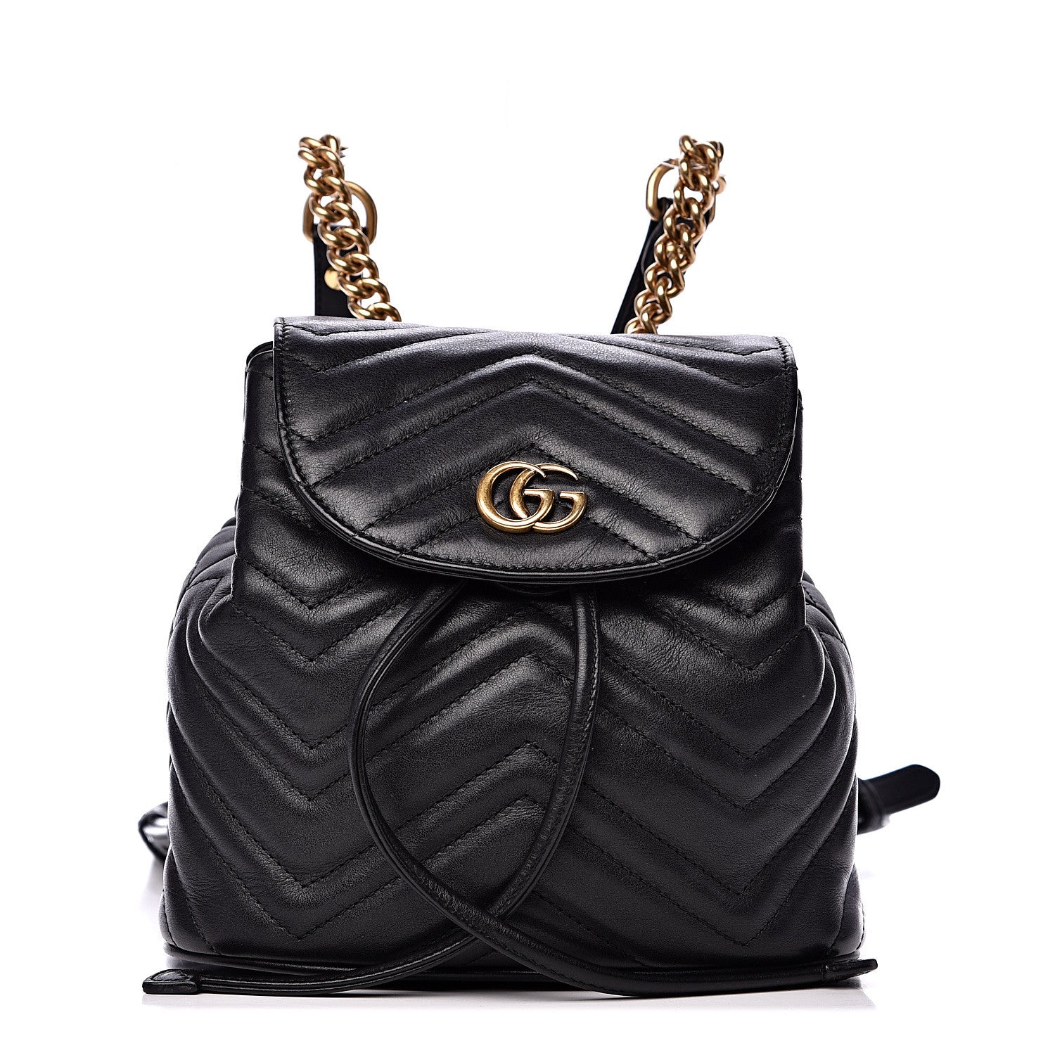 Gucci Calfskin Matelasse GG Marmont Flap Backpack Black 1 of 13