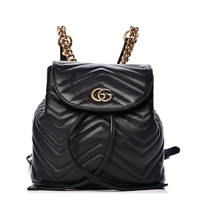 Gucci Calfskin Matelasse GG Marmont Flap Backpack Black 1 of 13