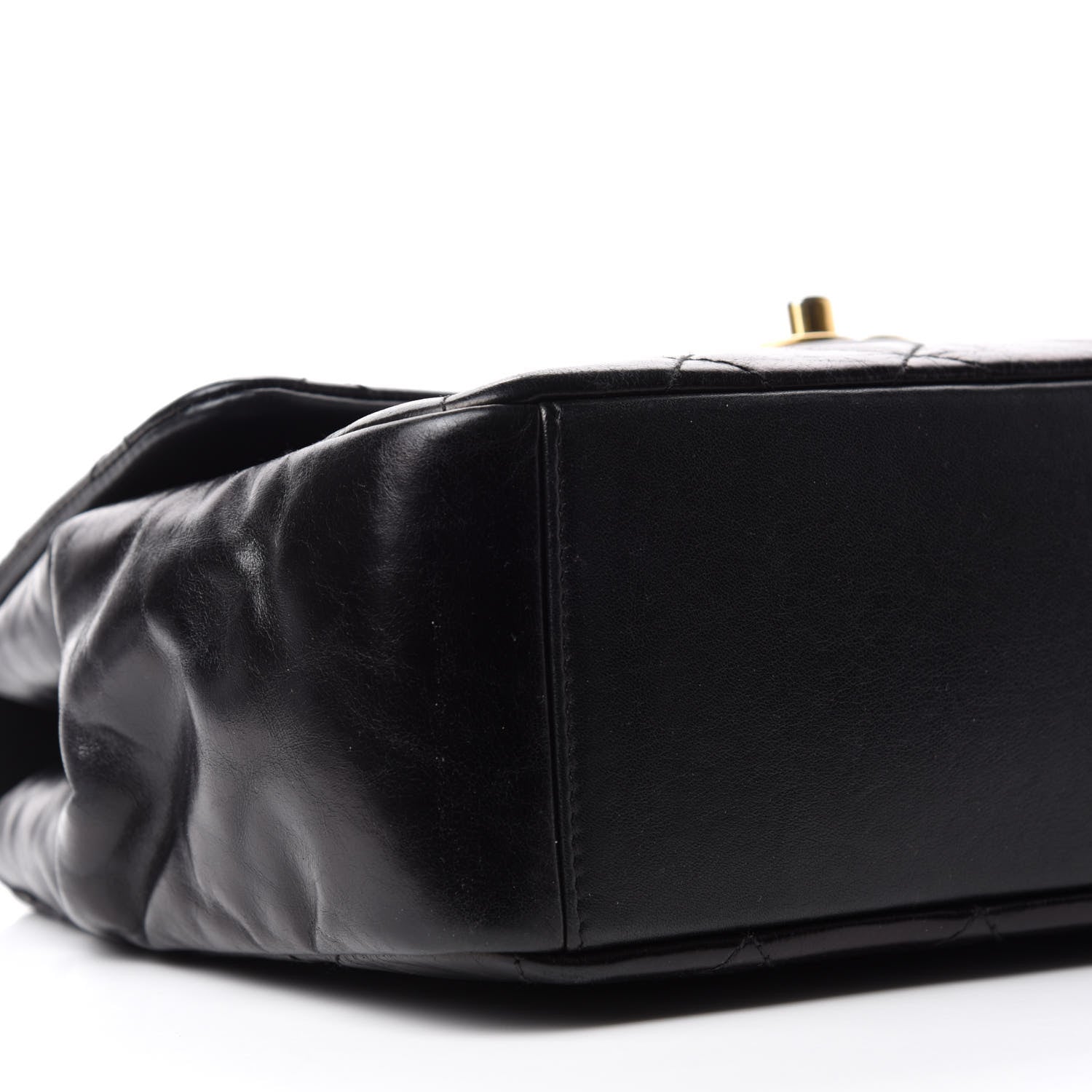 Chanel Glazed Calfskin Quilted Medium Gold Bar Top Handle Flap Black 6 of 12
