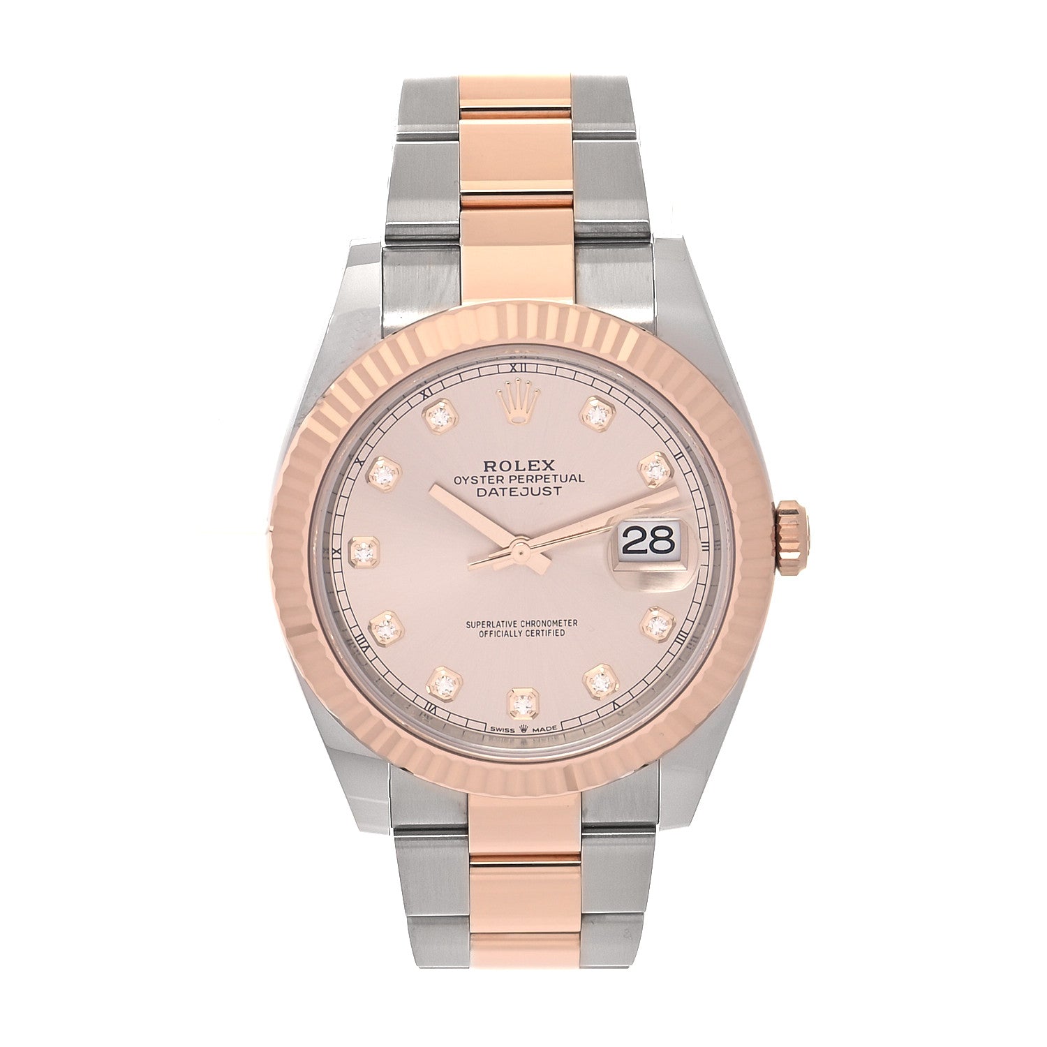 Rolex Stainless Steel 18K Everose Gold Diamond 41mm Oyster Perpetual Datejust Watch Sundust 126331 1 of 5