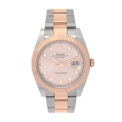 Rolex Stainless Steel 18K Everose Gold Diamond 41mm Oyster Perpetual Datejust Watch Sundust 126331 1 of 5