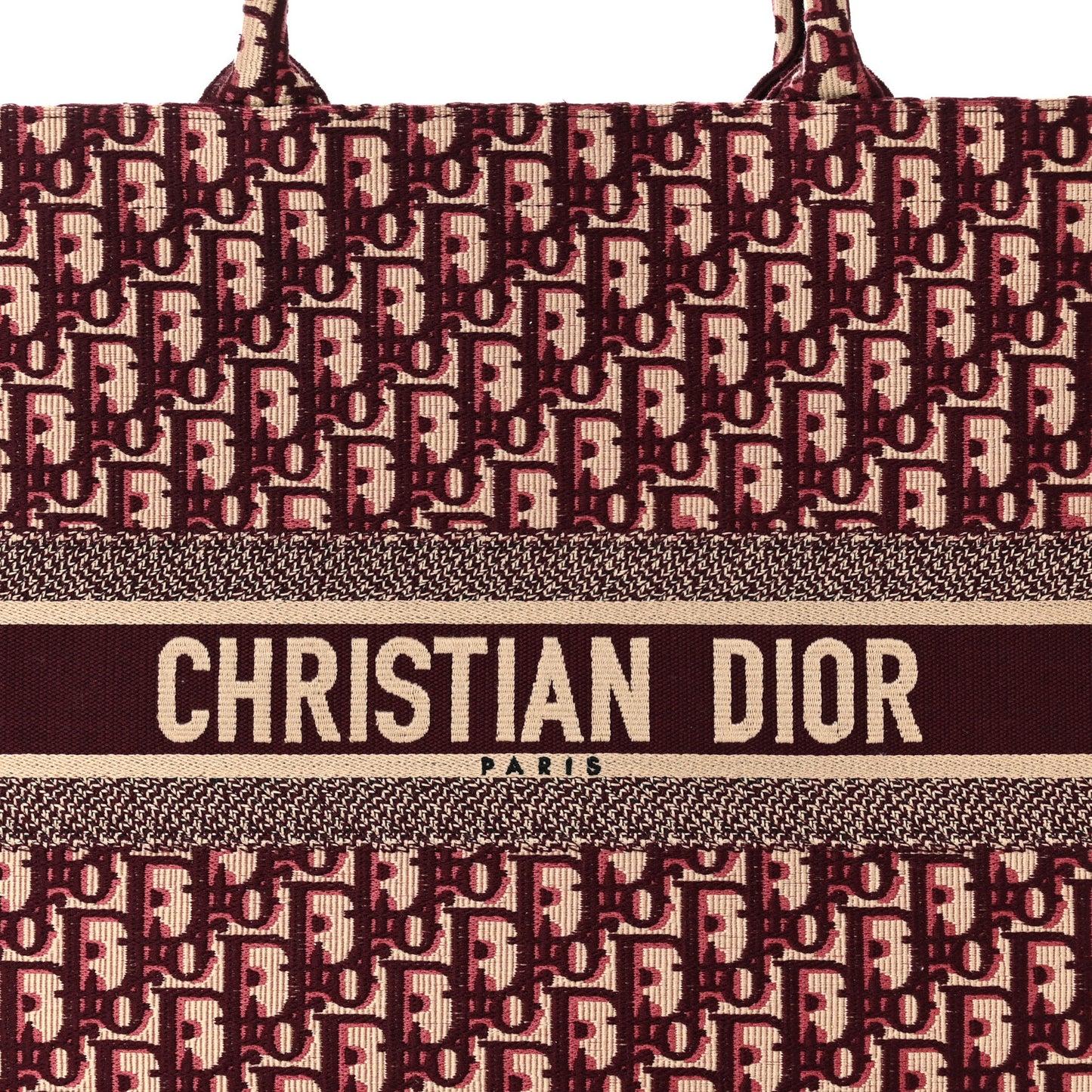 CHRISTIAN DIOR Oblique Large Book Tote Burgundy Multicolor