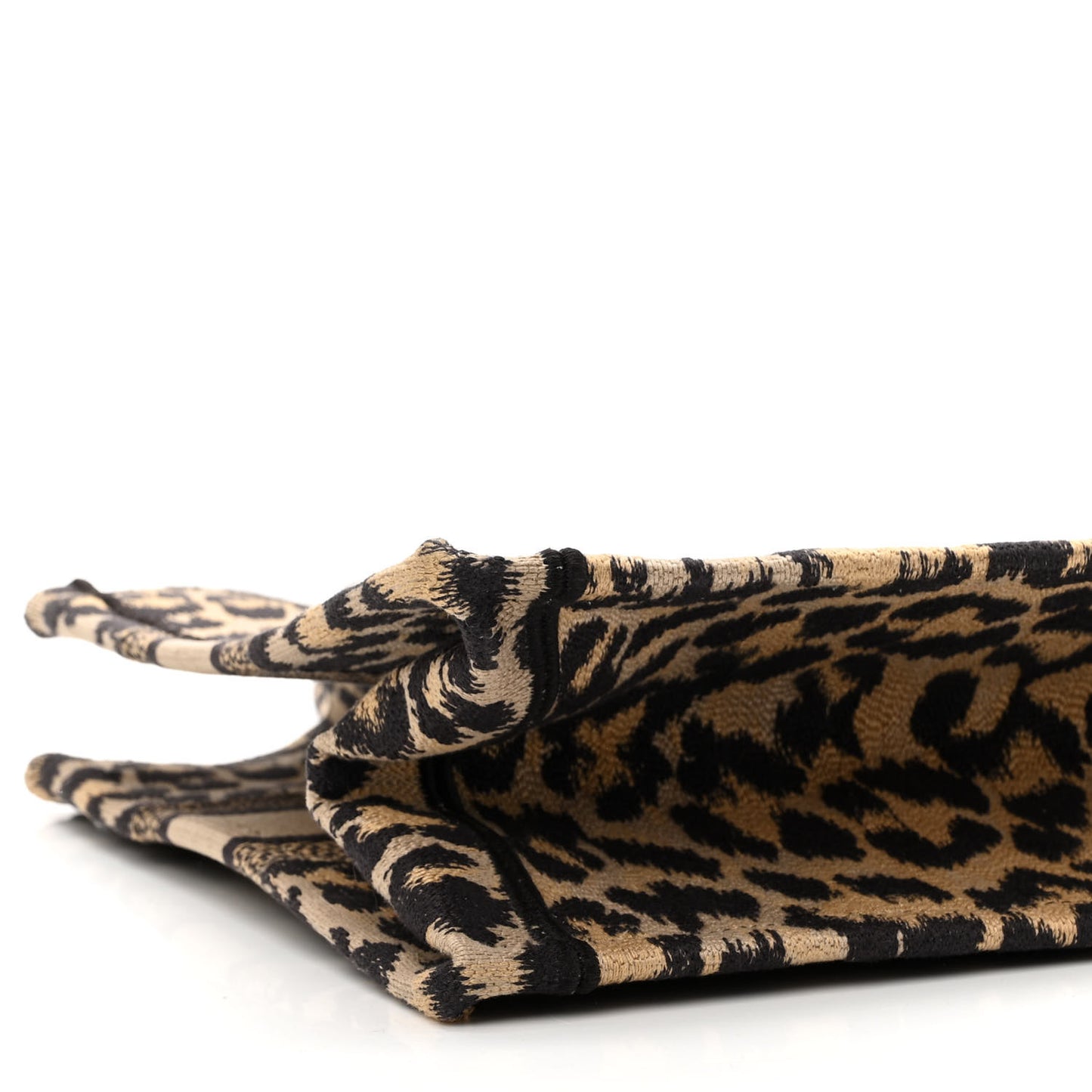 Canvas Mizza Embroidered Medium Leopard Book Tote Beige