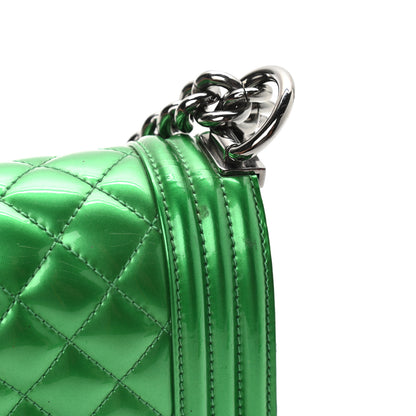 Chanel Metallic Patent Calfskin Quilted Medium Boy Flap Green 10 of 13