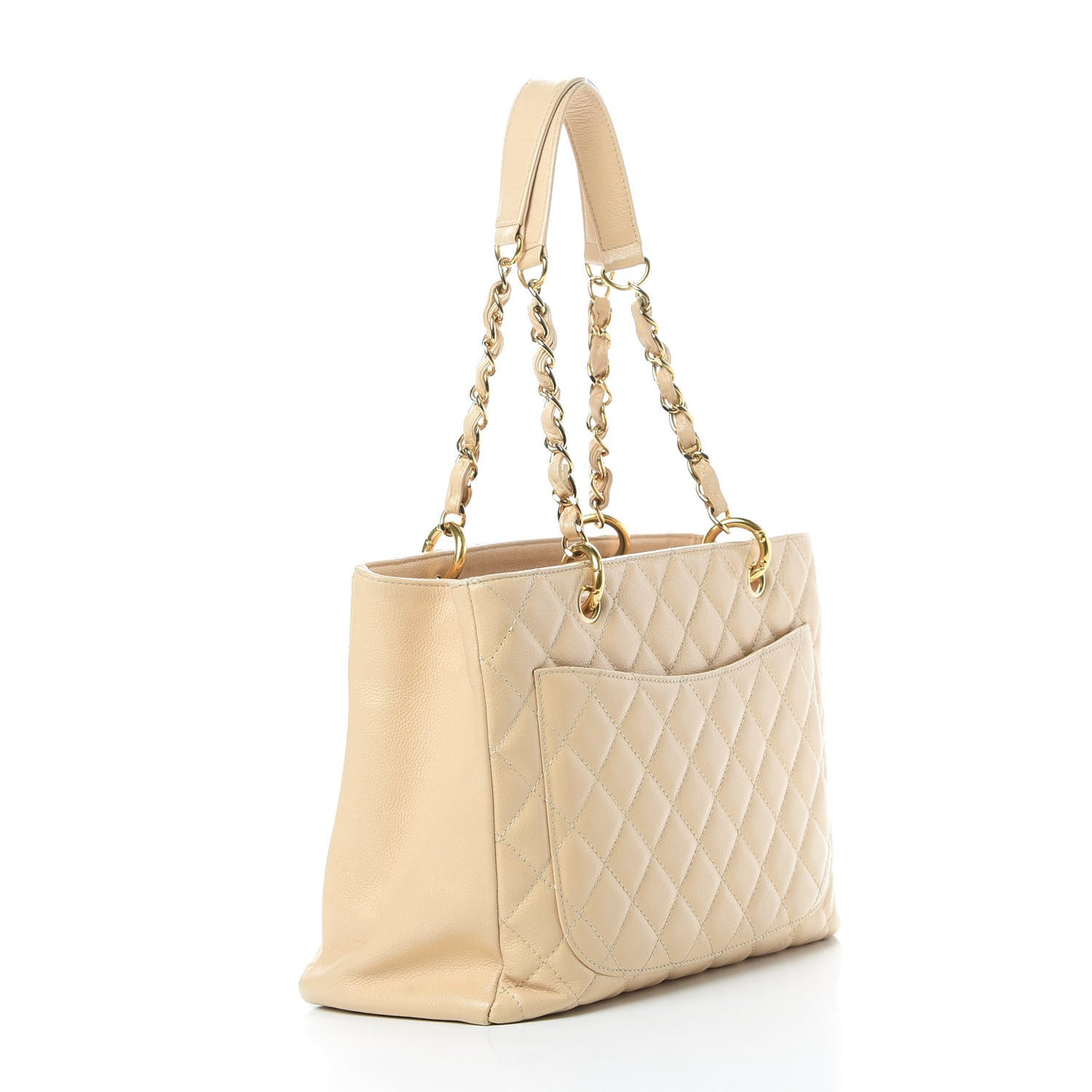 Caviar Quilted Grand Shopping Tote GST Beige Clair
