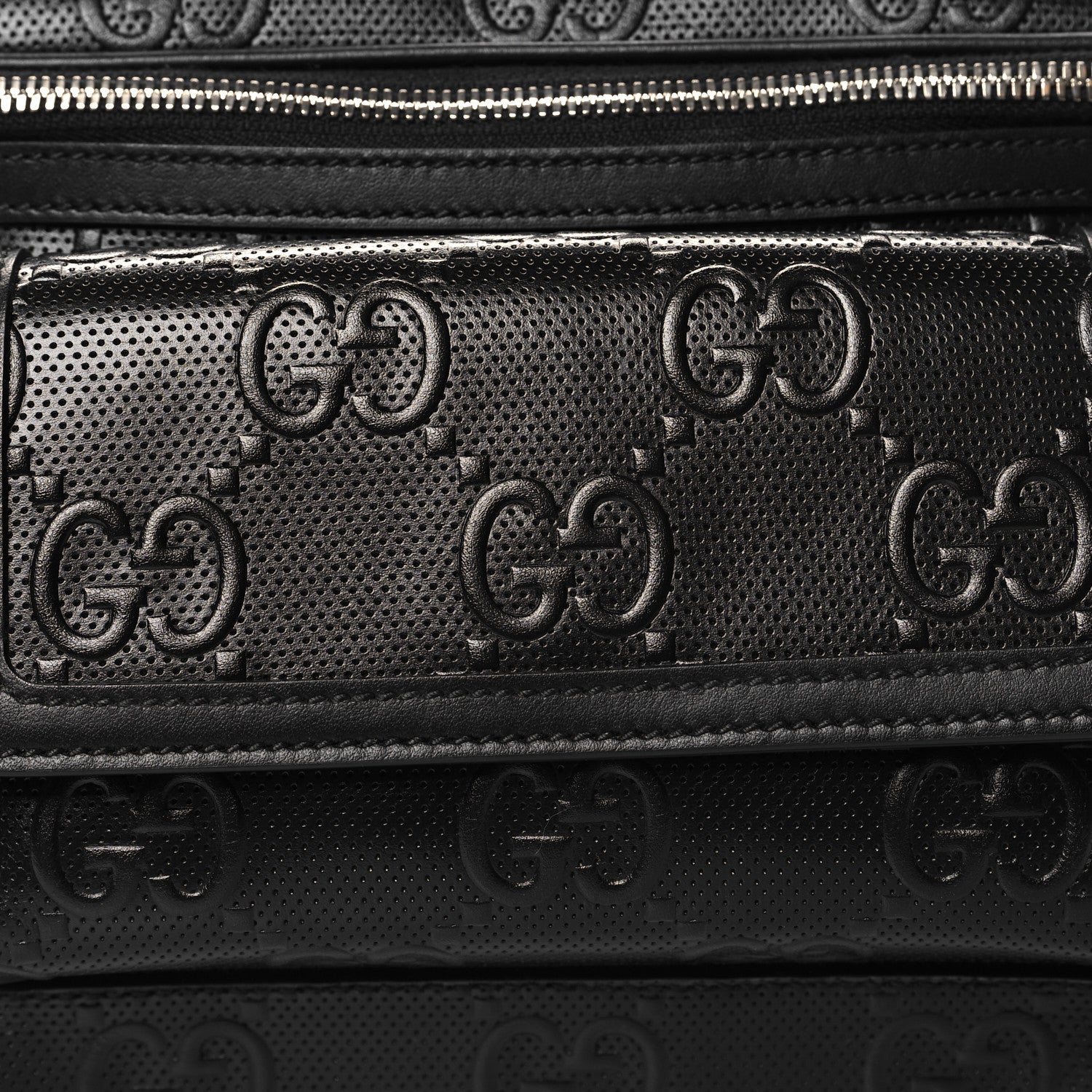 Gucci Calfskin GG Tennis Embossed Pocket Belt Bag Black 8 of 10