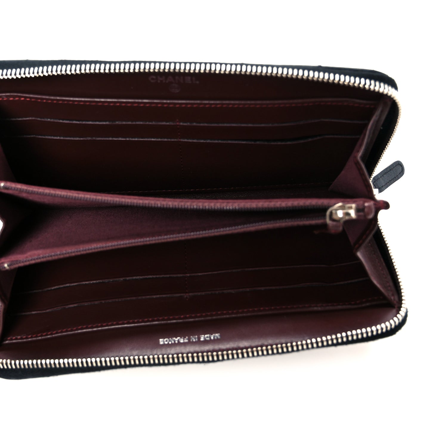 Lambskin Quilted Large Gusset Zip Around Wallet Black