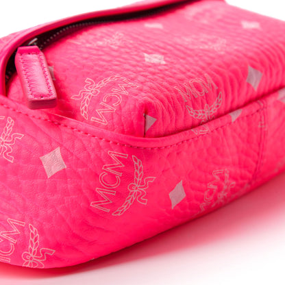 MCM Visetos Small Original Crossbody Bag Neon Pink 6 of 9