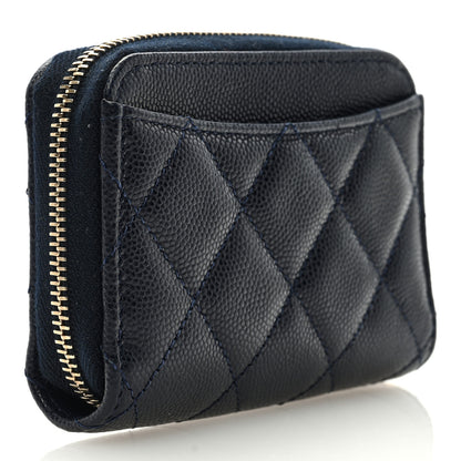 Chanel Caviar Enamel Coco Casino Quilted Zip Coin Purse Navy Blue 3 of 8