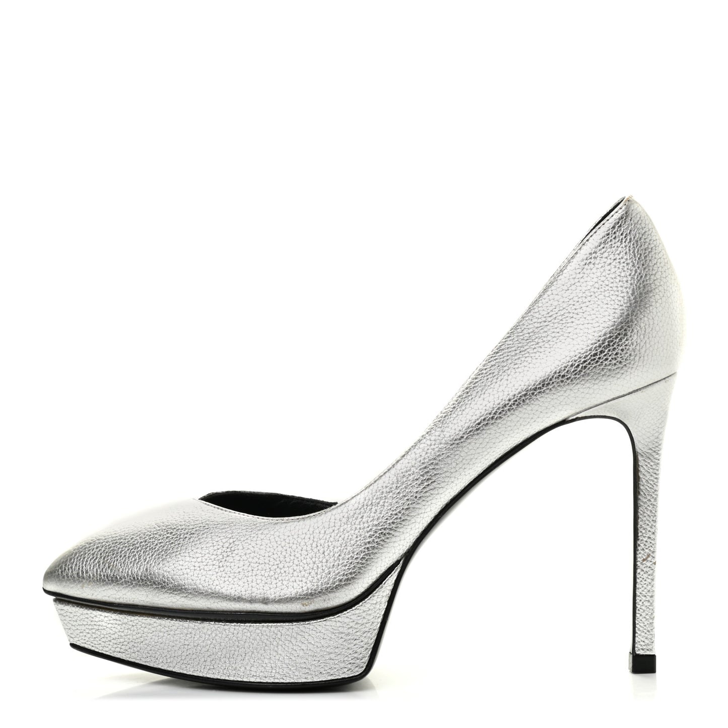 Metallic Grained Calfskin Janis 105 D'Orsay Pumps 36.5 Argento