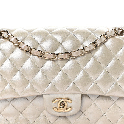Chanel Iridescent Calfskin Quilted Medium Double Flap Light Gold 8 of 11