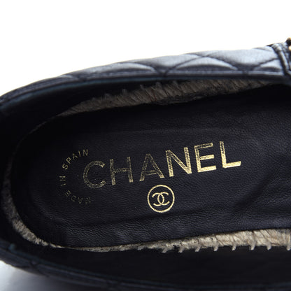 Chanel Lambskin Grosgrain Quilted CC Chain Espadrilles 37 Black 8 of 11