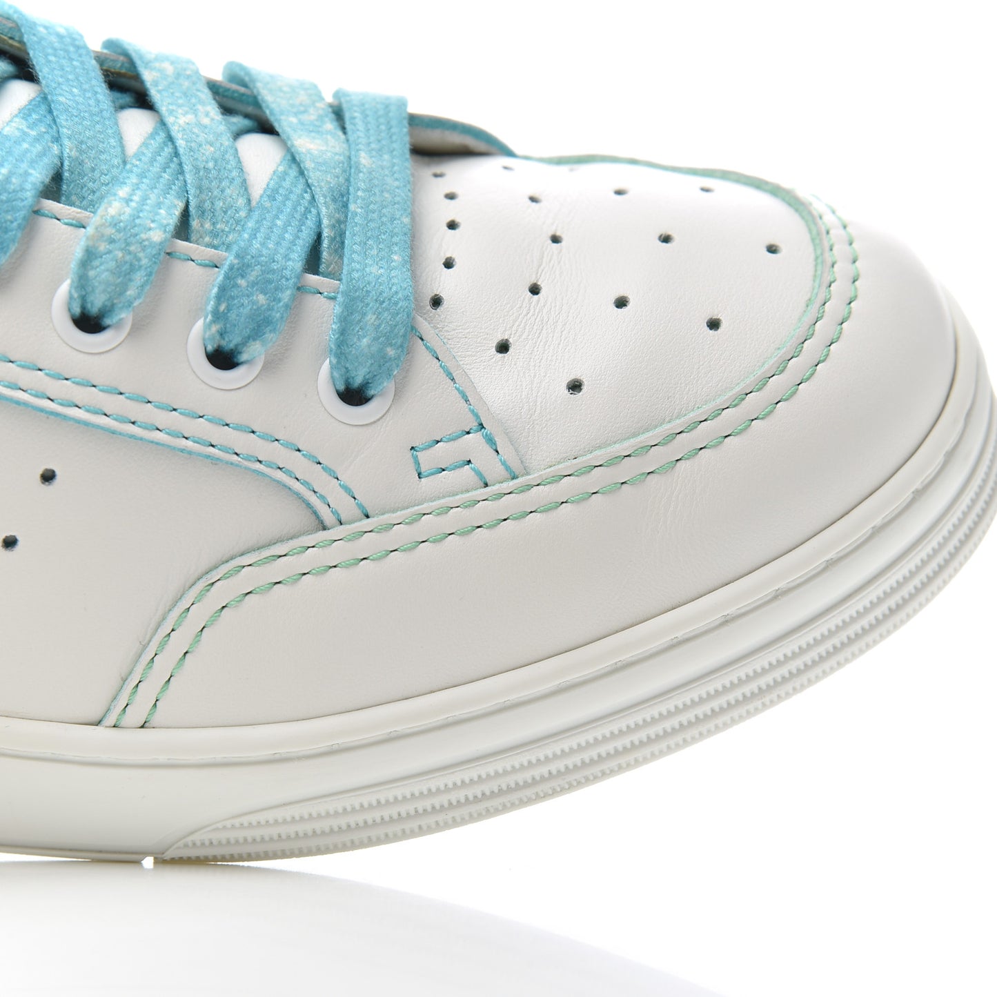 Calfskin Womens Logo Sneakers 40 White Blue