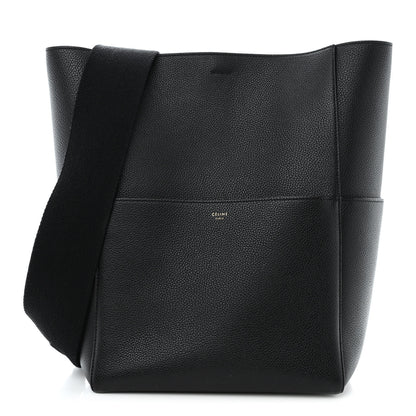 Celine Soft Grained Calfskin Sangle Bucket Bag Black 1 of 12