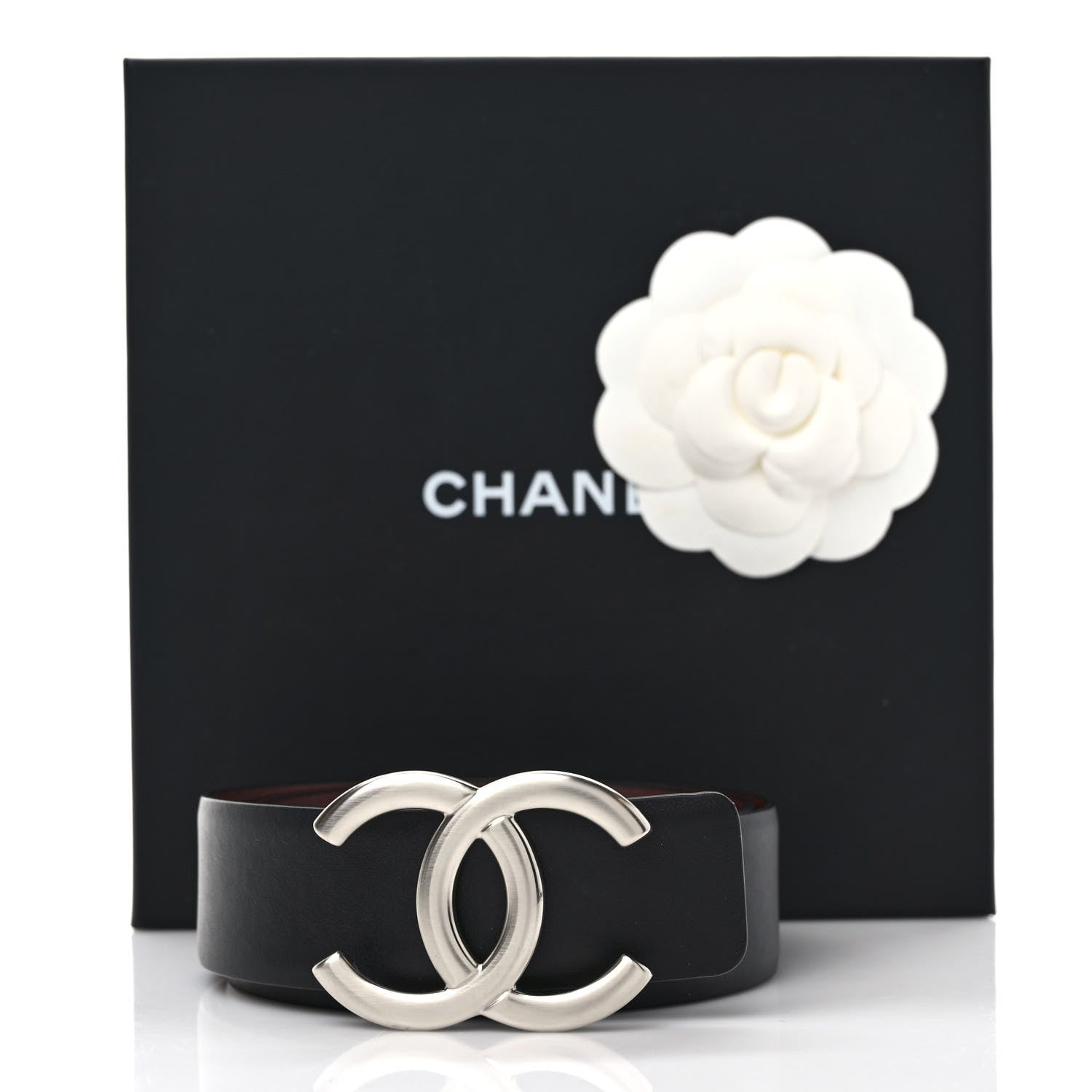 Chanel Calfskin CC Reversible Belt 75 30 Black Burgundy 4 of 4