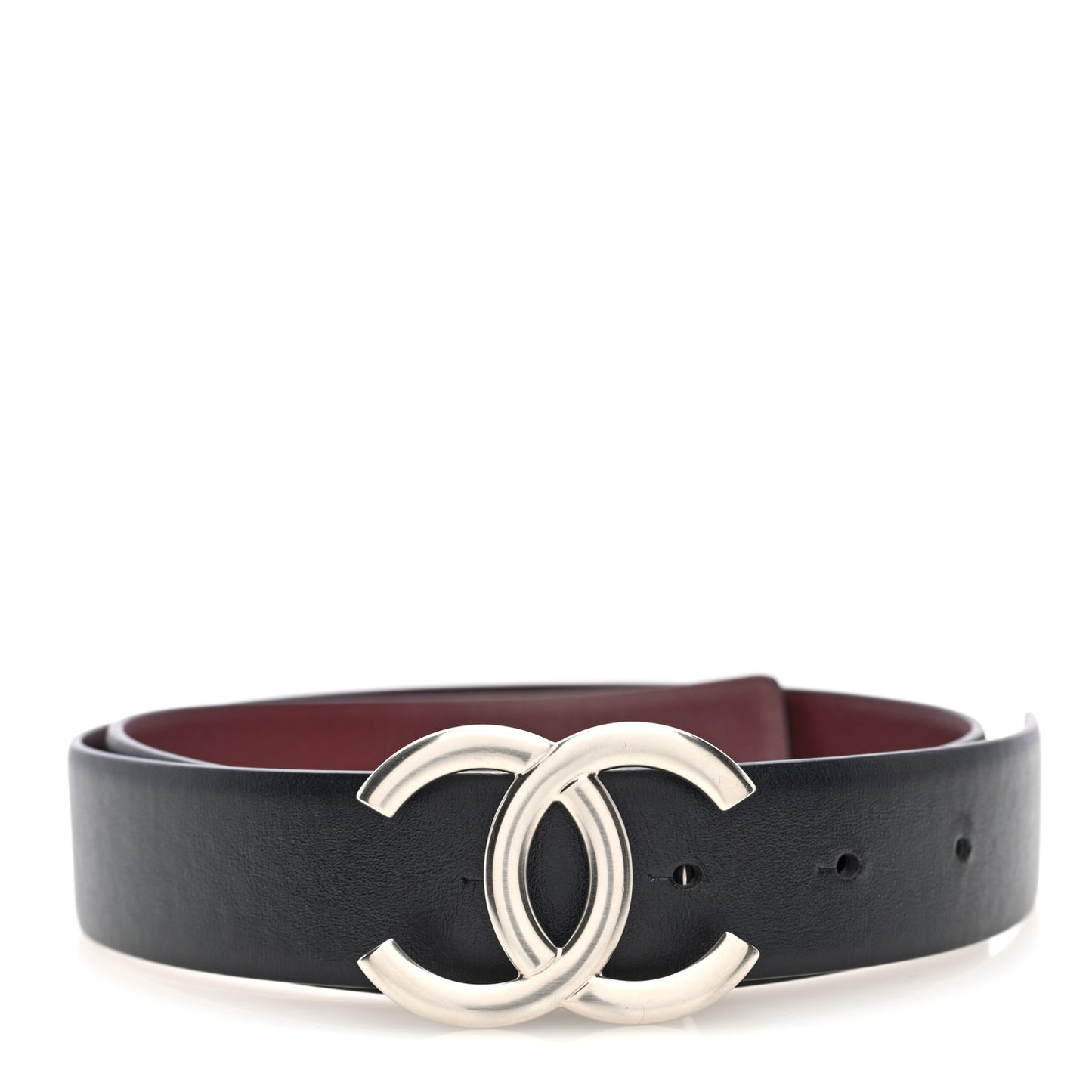 Calfskin CC Reversible Belt 70 Black Burgundy