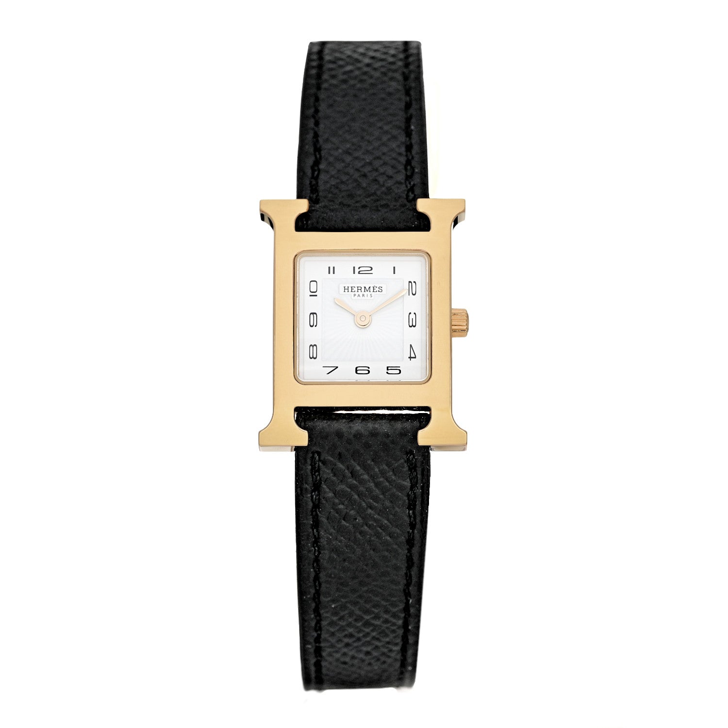 Hermes Stainless Steel Epsom 21mm Heure H Hour Quartz Watch Noir 1 of 5