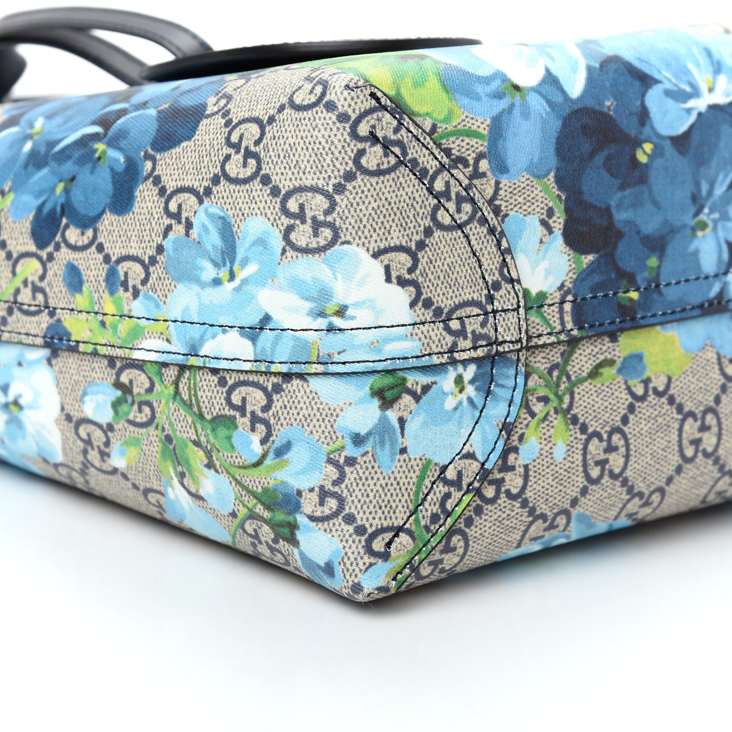 GG Supreme Monogram Blooms Small Reversible Tote Beige Blue Navy