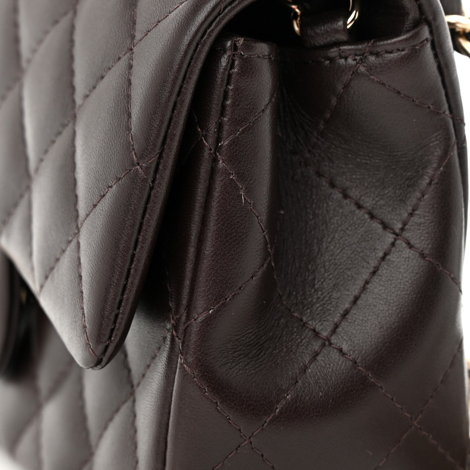 Chanel Lambskin Quilted Mini Rectangular Flap Dark Brown 13 of 16