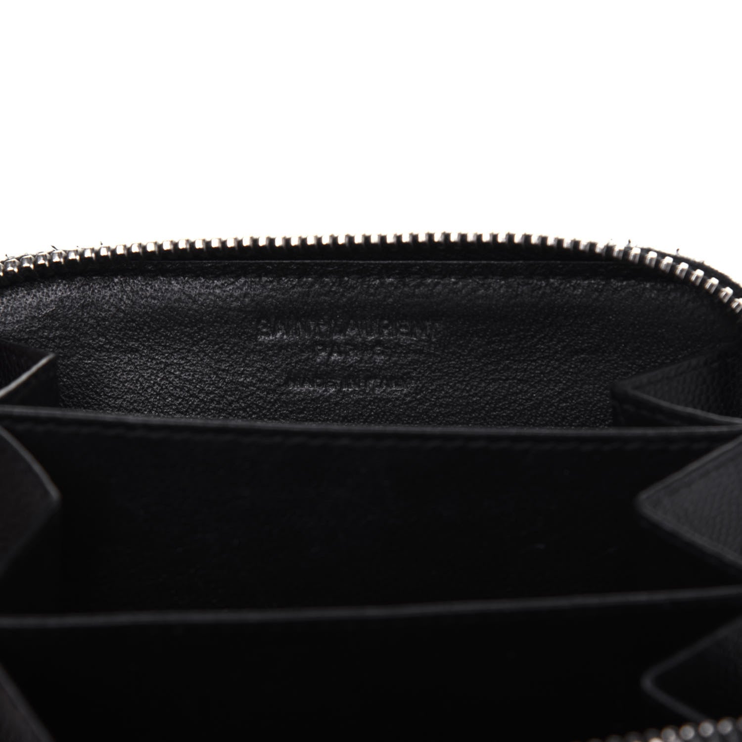 Saint Laurent Grain De Poudre Zip Around Card Holder Black 6 of 13