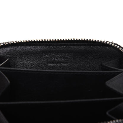 Saint Laurent Grain De Poudre Zip Around Card Holder Black 6 of 13