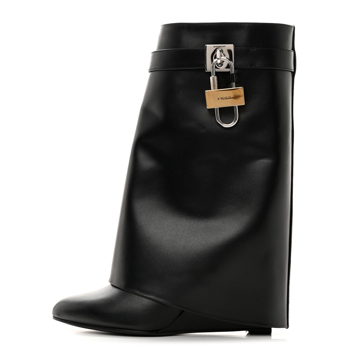 Calfskin Shark Lock Ankle Boots 39 Black