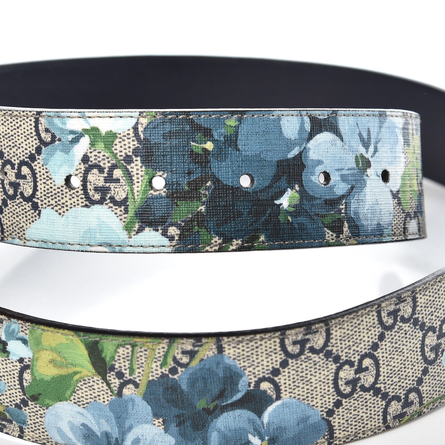 GG Supreme Monogram Blooms Interlocking G Belt 95 38 Beige Blue Navy