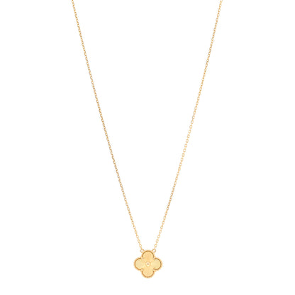 Van Cleef & Arpels 18K Yellow Gold Guilloche Vintage Alhambra Pendant Necklace 1 of 6