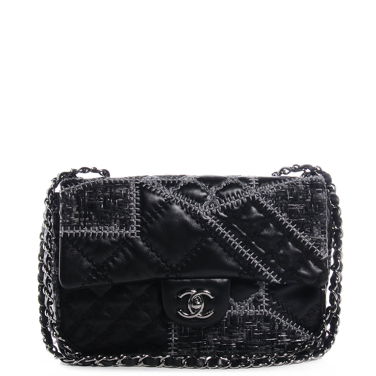 Chanel Lambskin Patchwork Stitched Small Flap Black 1 of 7